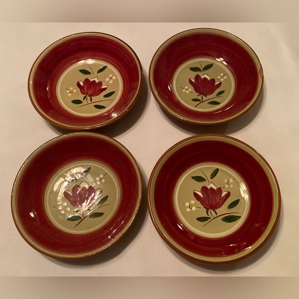Stangl Pottery 'Magnolia' Fruit Dessert Sauce Bowl Set Mid Century Modern *Read
